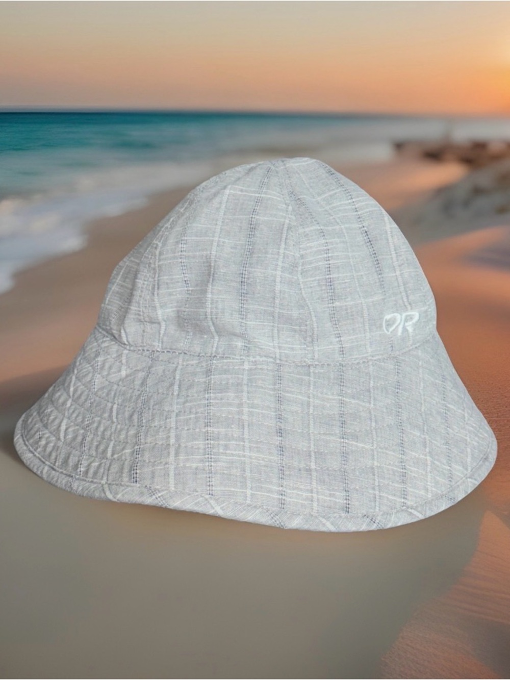 Outdoor Research Grey Plaid Bucket Hat Packable Sun Hiking Travel Hat Unisex